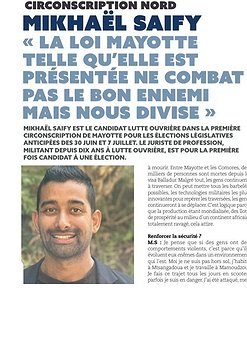 Illustration Interview de Mikhaël SAIFY dans le journal Mayotte Hebdo